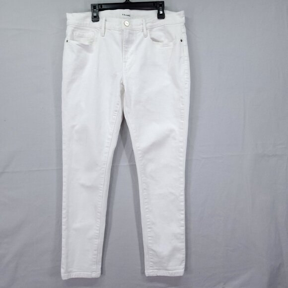 Frame Jeans Womens Size 28 White Denim Le Garcon Tapered Leg Crop 27" - Picture 1 of 14